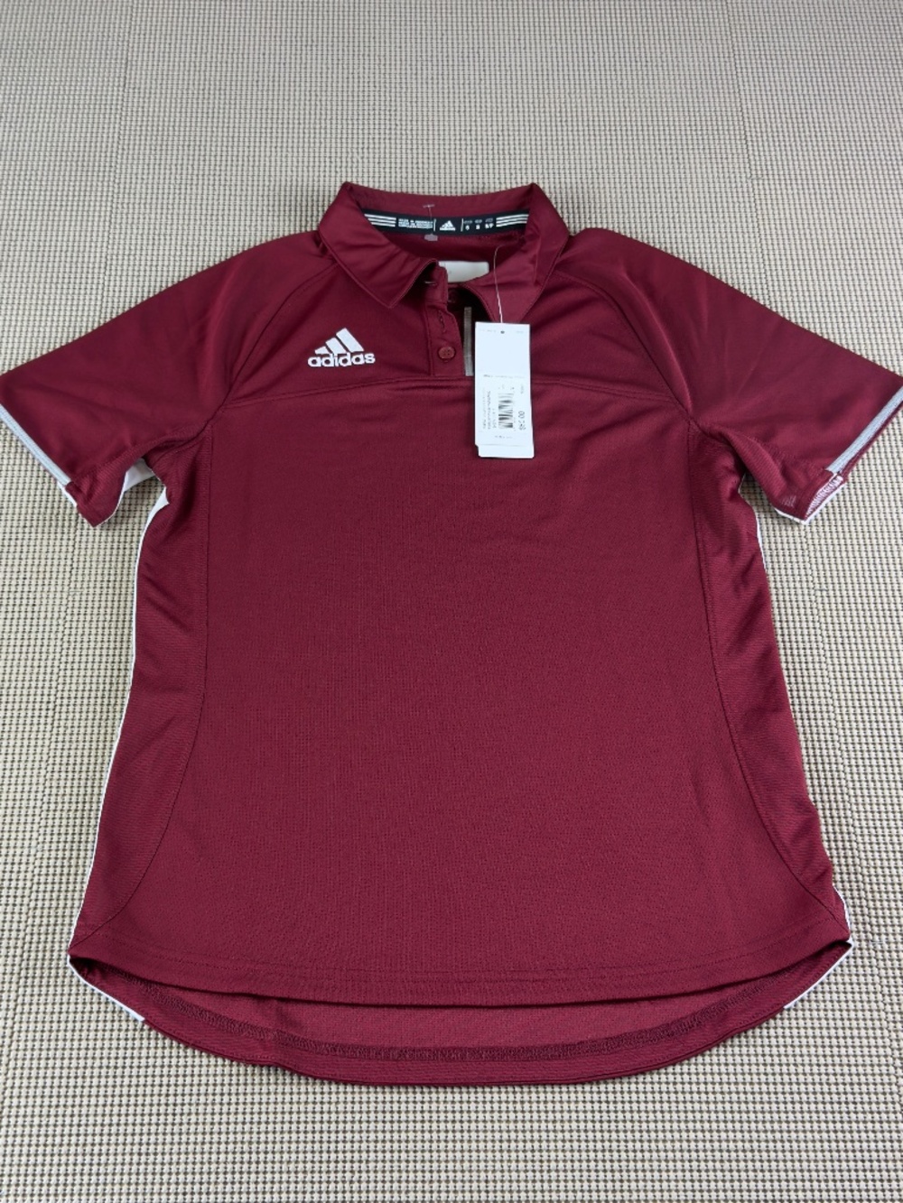 ADIDAS clima cool short sleeve half bottom burgundy collar neck size Small